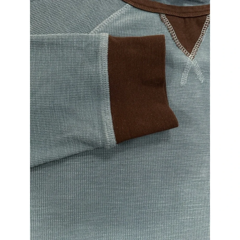 Men's True Religion Turquoise Blue Thermal Long Sleeve Shirt Medium